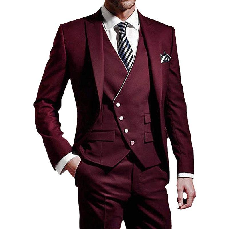 New Three-Piece Men's Suit Navy Groom Suit Jacket One Button Formal Business Suit Performance Clothes