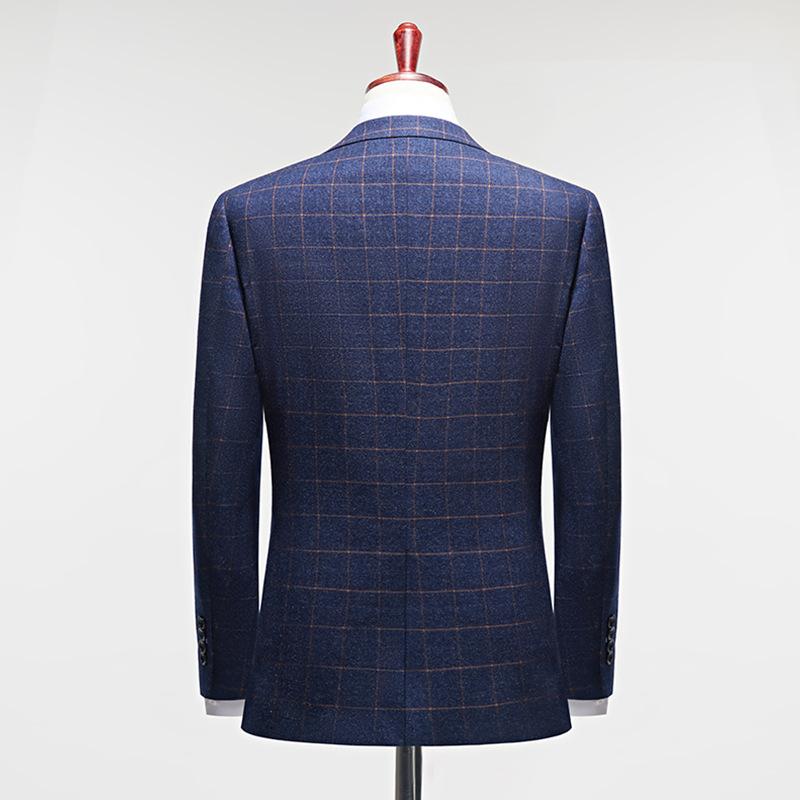 Groom Suit Slim-fit British Plaid Suit Korean Casual Wedding Dress Wedding Dress