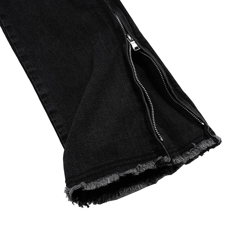 Men's And Women's Cat Whiskers Leg Design Pants Unisex Large Zipper Wide-Leg Multi-Size Jeans