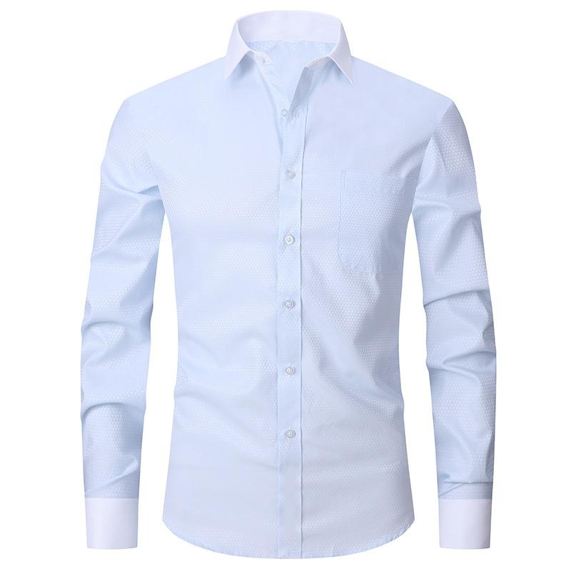 2024 New Amazon Men's Suit Shirt Business Shirt French Cufflinks Long Sleeve Shirt Men's Summer High-end Sense